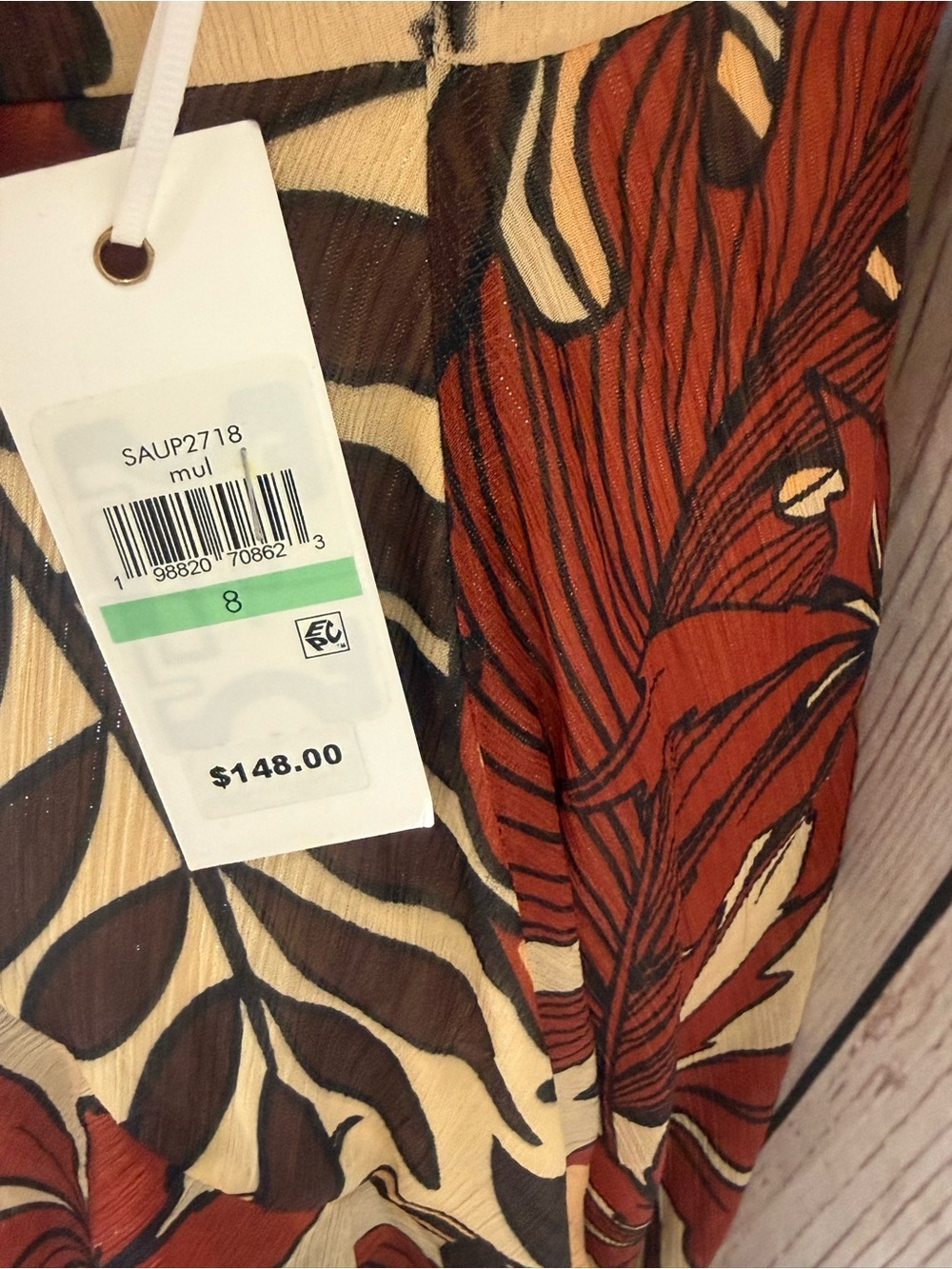 Tropical Tiered Maxi Dress in Brown & Red - Picture 6 of 6